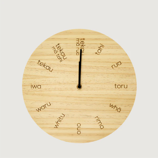 Wooden Te Reo Clock - Moana Rd