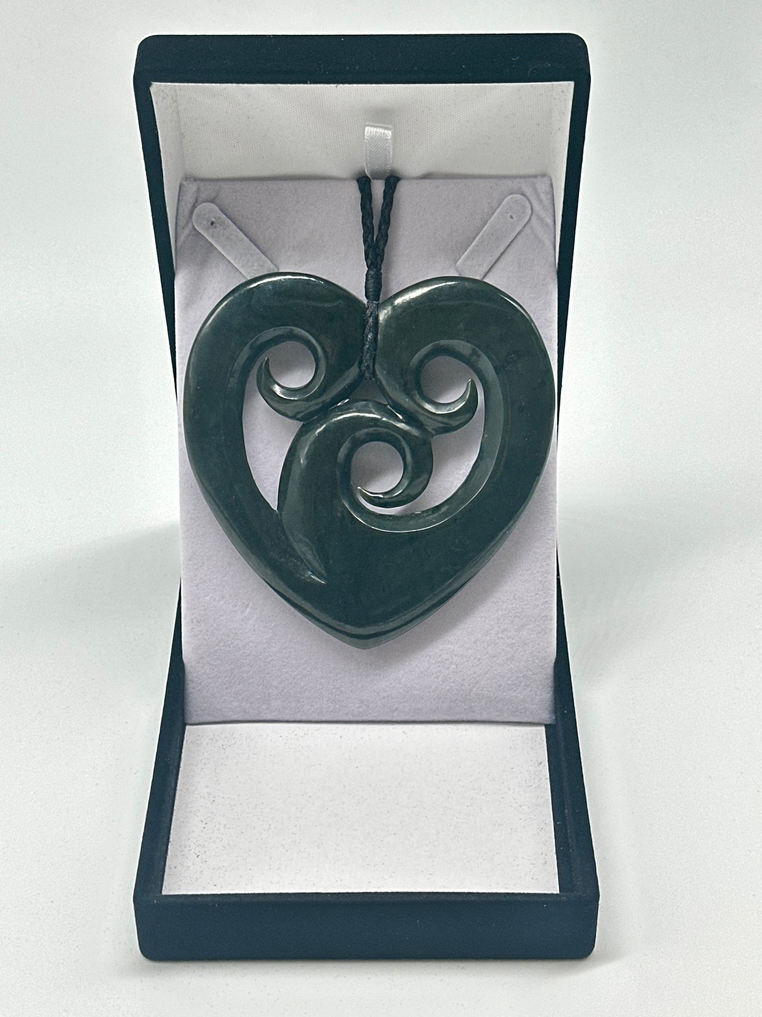 XL Triple Koru Heart Pounamu Necklace