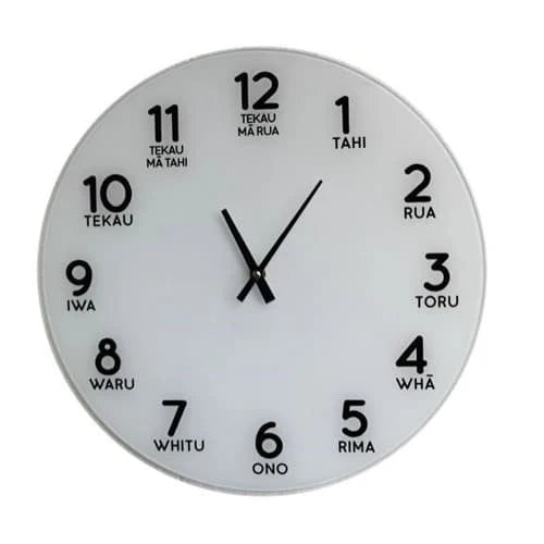 Te Reo Clock - Small White