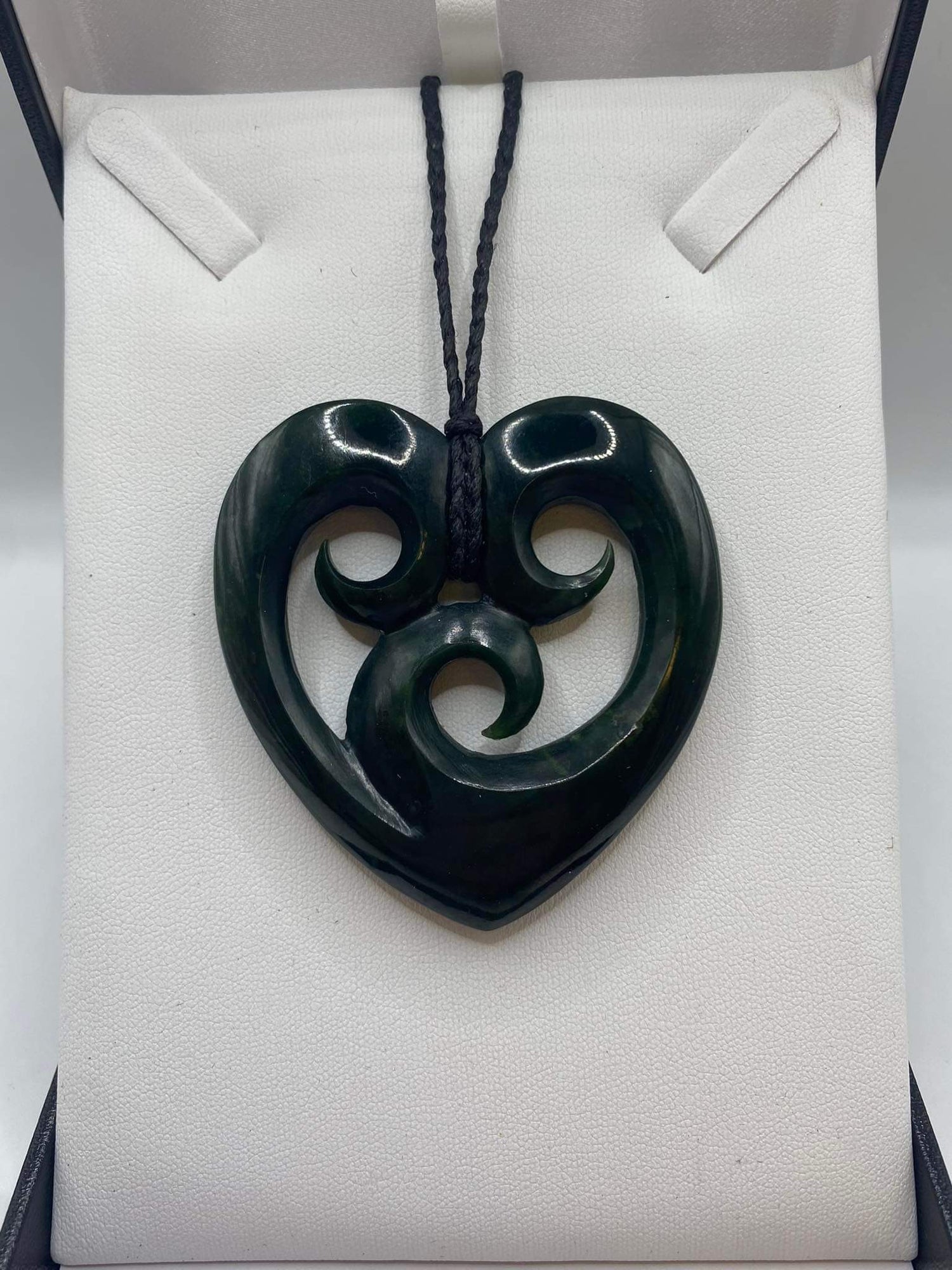 Medium Triple Koru Heart Pounamu Necklace